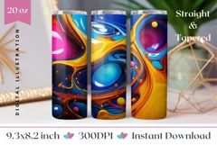 Colorful 3D Tumbler Sublimation Design, Fluid Art Tumbler Product Image 1