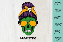Halloween svg, Mom life svg, Momster svg, Mom Messy Bun svg Product Image 1