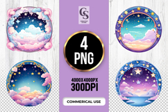 Cloud and Stars Frame Clipart Sublimation PNG Product Image 1