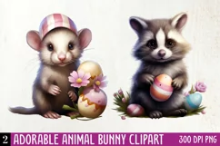 Adorable Animal Bunny Clipart, Watercolor Clipart Product Image 1
