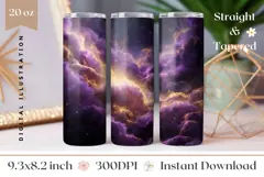 Purple Tumbler Wrap, Cosmic Sky Tumbler Design Product Image 1