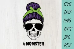 Halloween svg, Mom life svg, Momster svg, Mom Messy Bun svg Product Image 1