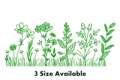 Green Wildflower Border Embroidery Design Product Image 1