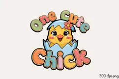 One Cute Chick PNG, Baby Animal Nursery Sublimation Product Image 1
