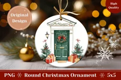 Christmas Door Ornament Design, Watercolor Winter Ornament Product Image 1