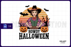 Howdy Halloween Cowgirl Sublimation PNG Design Product Image 1