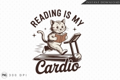 Cat Reading On Treadmill Sublimation PNG Product Image 1