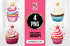 Cute Cupcake Star Clipart Sublimation PNG Product Image 1