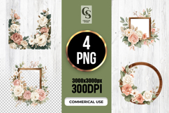 Elegant Rose Frame and Floral Border Clipart Sublimation PNG Product Image 1