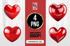 Red Heart Clipart Sublimation PNG Product Image 1