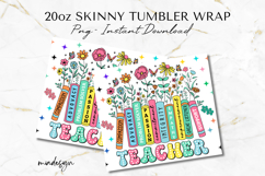 Floral Teacher 20 oz Tumbler Wrap PNG Sublimation Design Product Image 2