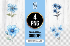 Blue Anemone Flower Clipart Sublimation PNG Product Image 1