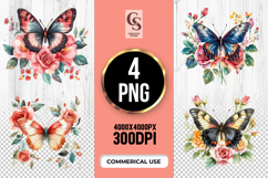 Butterfly Rose Sublimation PNG Product Image 1