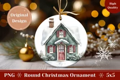 Watercolor Christmas Ornament, Watercolor House Ornament PNG Product Image 1