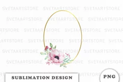 Watercolor flowers wreath PNG Product Image 1