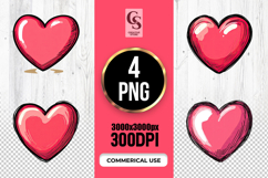 Red Shiny Heart Illustrations Clipart Sublimation PNG Product Image 1