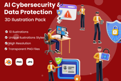 Cybersecurity &amp; Data Protection 3D Illustration Pack Product Image 1
