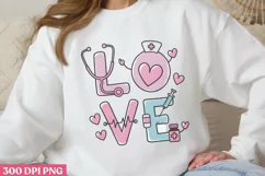 Love PNG, Valentine Nurse Sublimation PNG Product Image 2