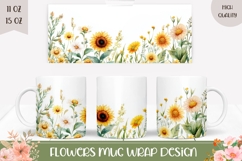 Watercolor Flowers Mug Sublimation, Spring Mug Design Product Image 1