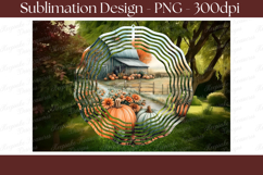 Autumn Harvest Wind Spinner PNG, Watercolor Fall Barn Design Product Image 1