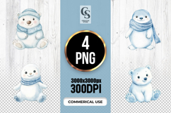 Cute Winter Polar Bear Clipart Sublimation PNG Product Image 1