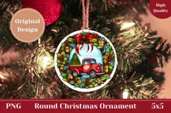 Christmas Truck Ornament, Christmas Product Tag Sublimation Product Image 1