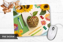 Leopard Print Apple Sunflowers and Pencils Mouse Pad PNG Product Image 1