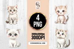 Cute Soft Kitten Clipart Sublimation PNG Product Image 1