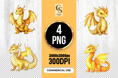 Cute Golden Baby Dragon Clipart Sublimation PNG Product Image 1