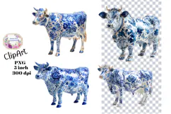 Blue Toile, Ephemera, PNG, Clipart, Junk Journal, flowers Product Image 1