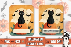 Cartoon Halloween Cat Money Card, Printable Halloween PNG Product Image 1