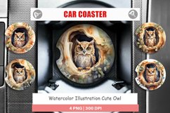 Car Coaster Watercolor Owl Product Image 1