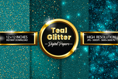 Teal Glitter Digital Papers - 04 Variations Product Image 1