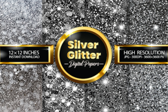 Silver Glitter Digital Papers - 04 Variations Product Image 1