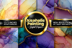 Alcoholic Painting Digital Papers - 04 Variations Product Image 1