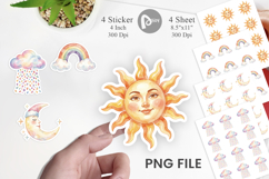 Retro 70s Sun Celestial Sticker Product Image 1