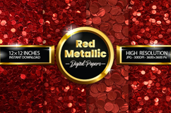 Metallic Red Digital Papers - 04 Variations Product Image 1