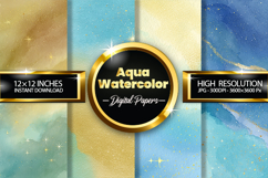 Aqua Watercolor Digital Papers - 04 Variations Product Image 1