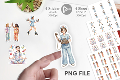 70s Retro Nurse Characters Sticker Product Image 1