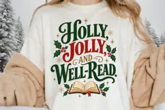 Jolly Jolly and Well-Read Christmas PNG, Book Lover Product Image 2