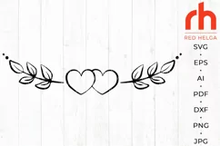 Heart Border SVG, Leaves Wreath Cut File, Wedding Divider Product Image 2