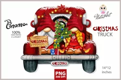 Christmas Truck, Christmas gnomes, a car with Christmas gnom Product Image 1