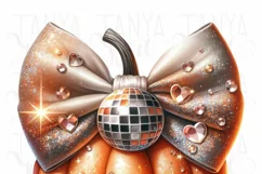 Coquette Pumpkin PNG with Bow, Disco Ball Pumpkin Product Image 3