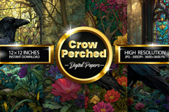 Crow perched Paper Digital Papers - 04 Variations Product Image 1