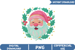 Pastel Christmas Santa Sublimation, Christmas Png Product Image 1