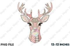 Patchwork Reindeer Bubblegum Christmas Product Image 1