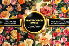 Watercolor Roses Digital Papers - 04 Variations Product Image 1