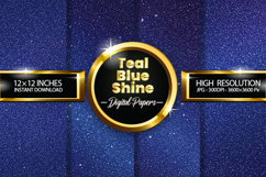 Teal Blue Shine Digital Papers - 04 Variations Product Image 1