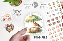 Mama Bird And Floral Nest Art Sticker Product Image 1