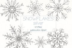 Silver snowflakes Christmas clipart, Winter snow png Product Image 1